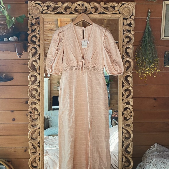 NWT Free People 100% Cotton Maxi Slit Dress - Picture 1 of 12